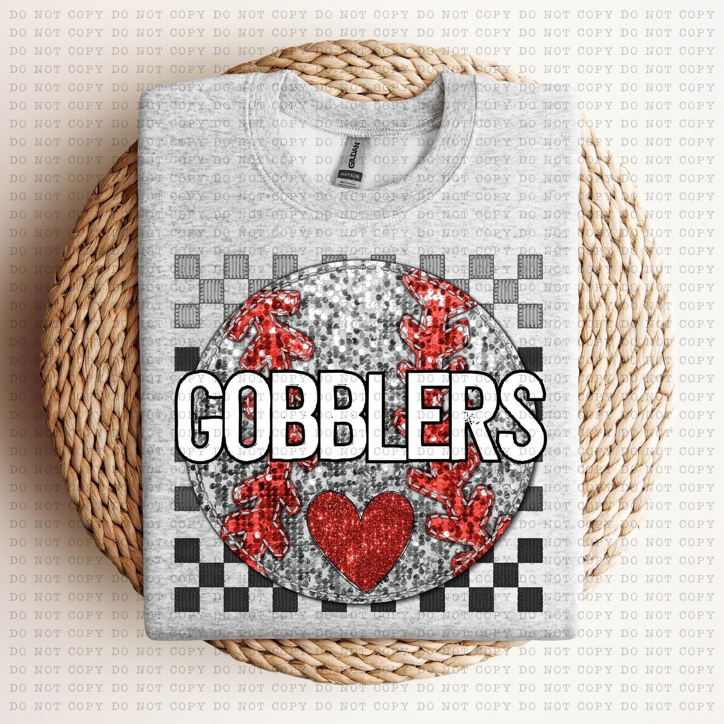 Baseball Mascots Faux Embroidery Checkered Sequins -DTF