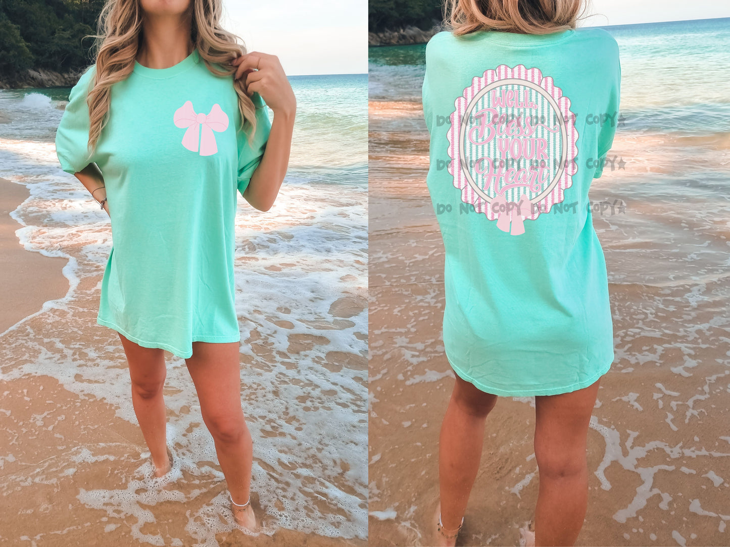 Well Bless your Heart with Bow (BACK)-DTF