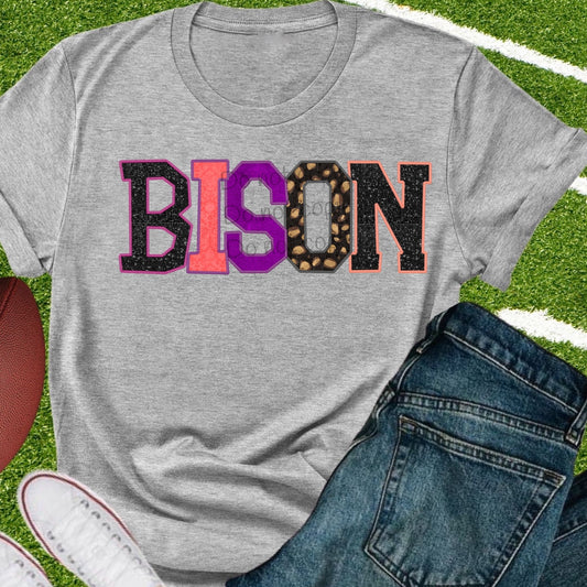 Bison appliqué words-DTF