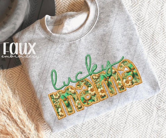 Lucky Mama Faux Embroidery DTF