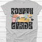 Fourth grade retro flowers pencil -DTF