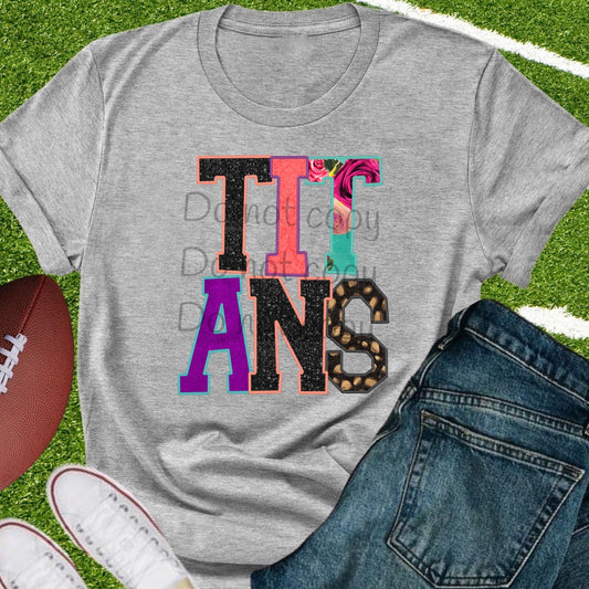 Titans faux appliqué words-DTF