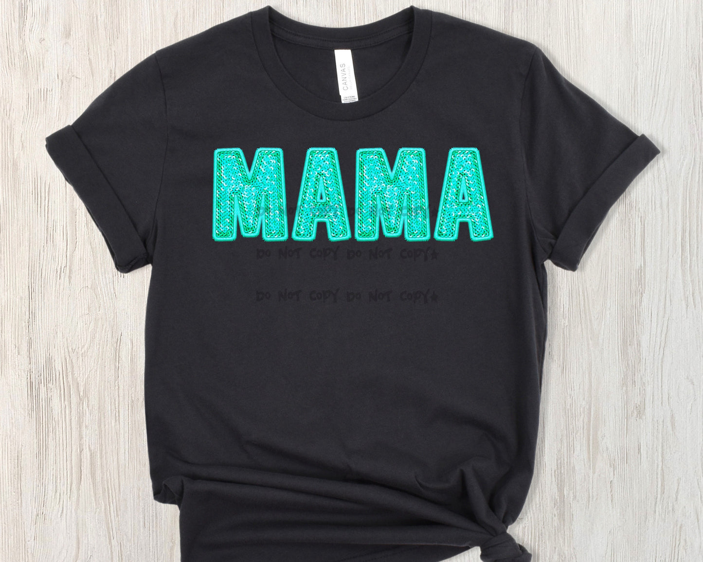 Mama turquoise faux sequin-DTF