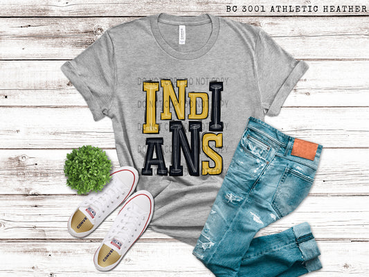 Indians Black and Yellow Gold - DTF