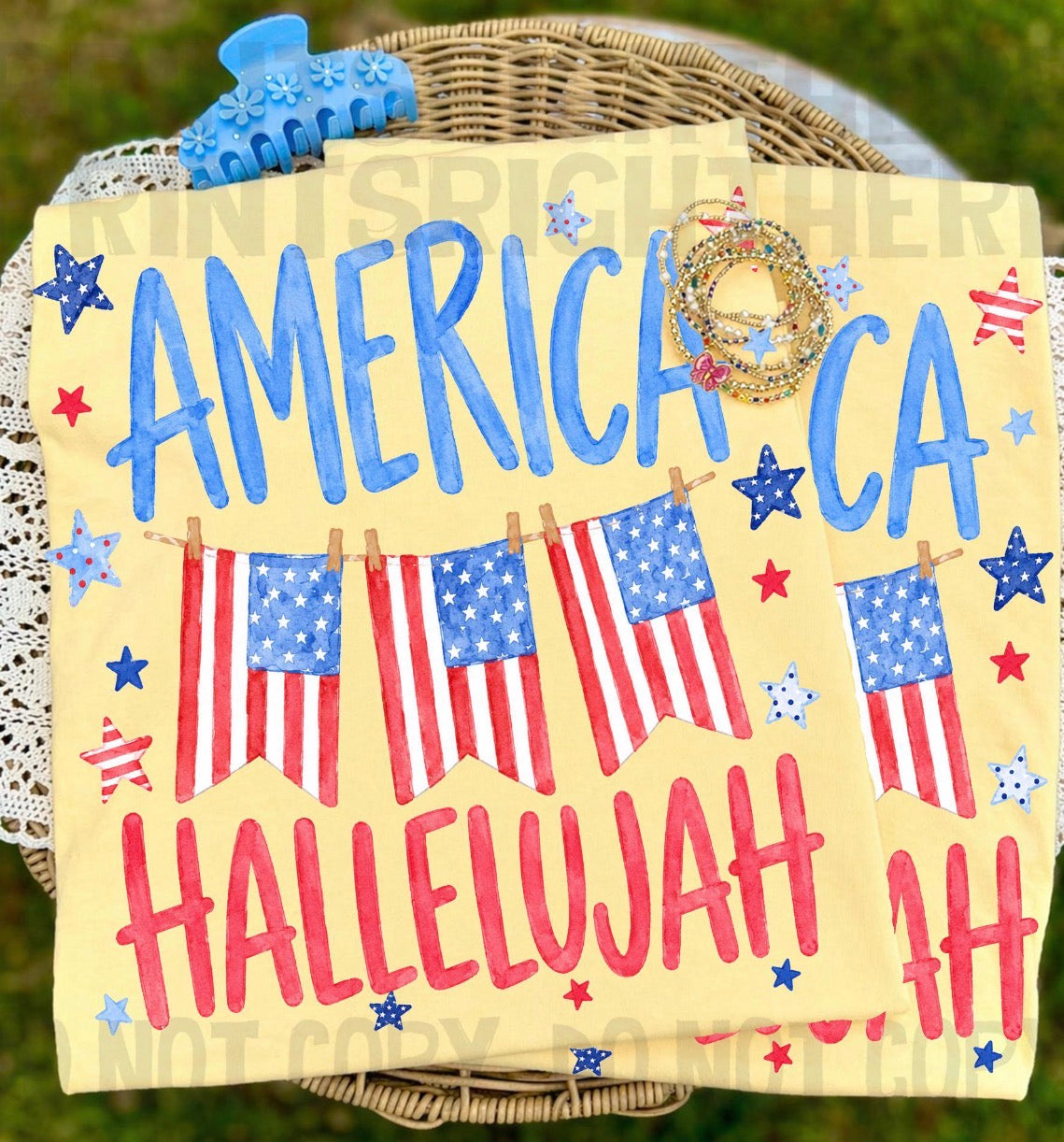 America Hallelujah string of flags - DTF DEAL(Closes 6/7 @12p CST)
