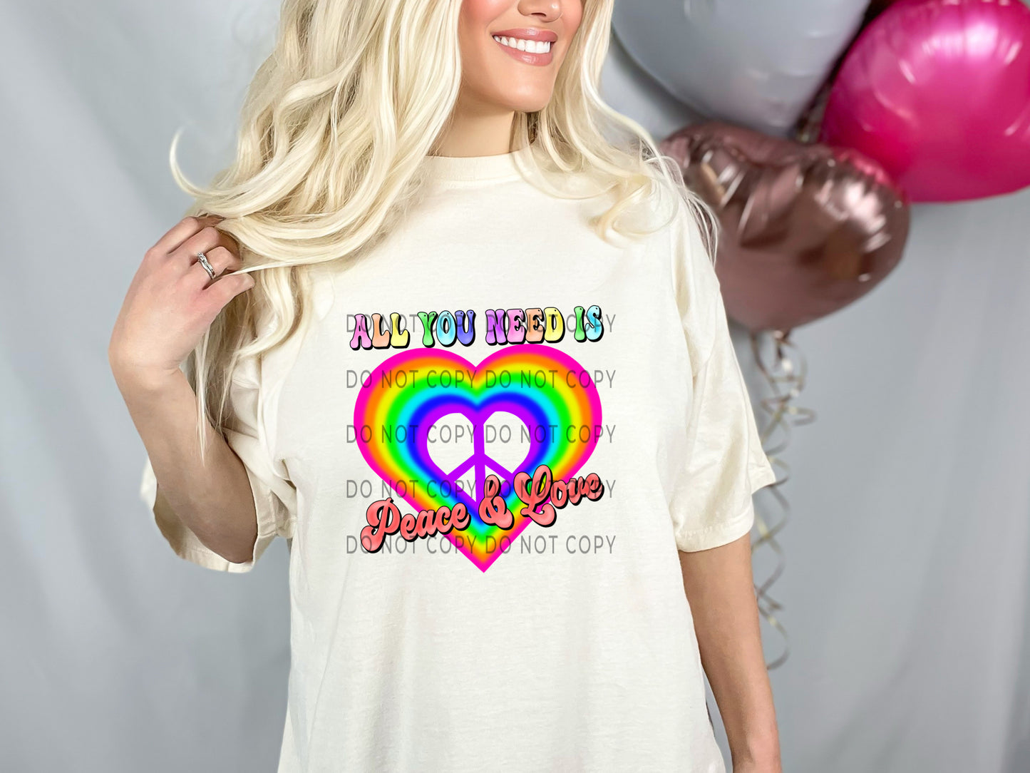 All You Need Is Peace And Love Rainbow DTF