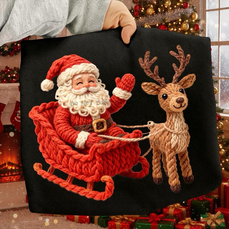 Santa & Sleigh faux knit-DTF&UV