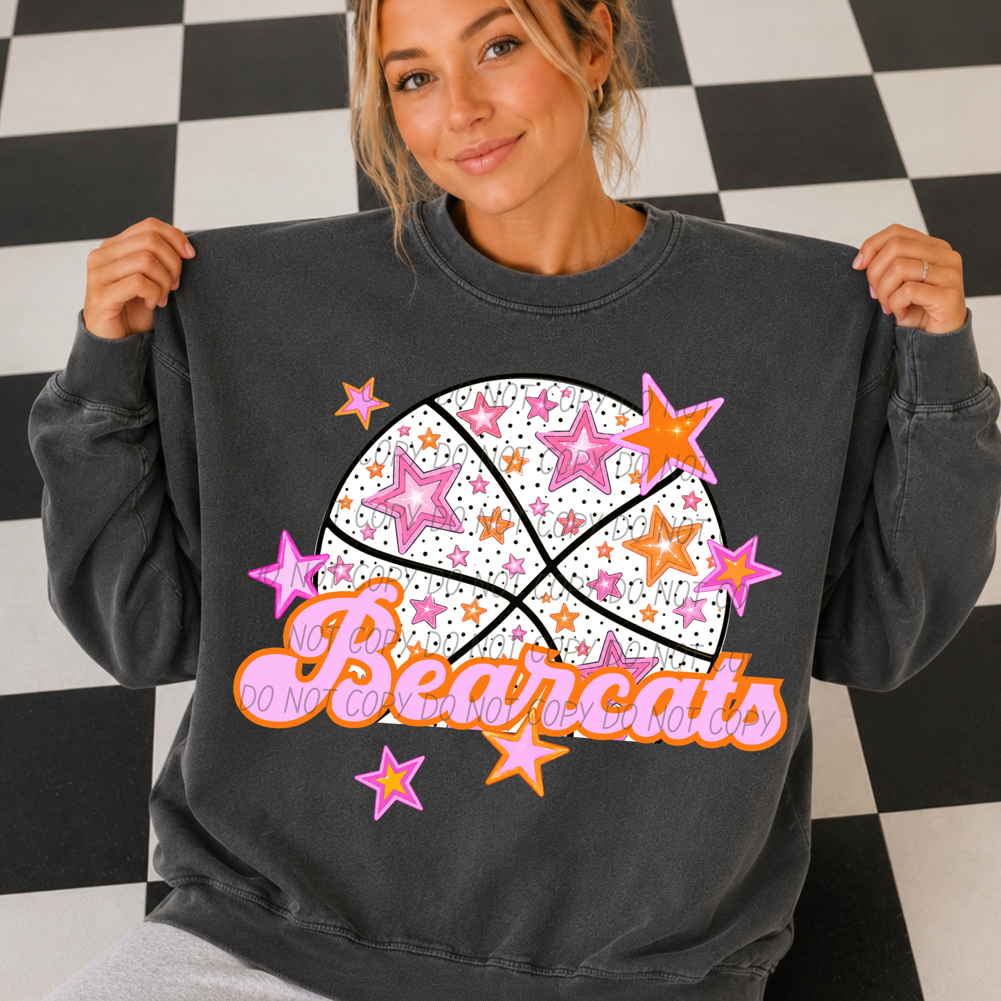 Basketball Pink Orange Stars Mascot (Dropdown)- DTF&UV