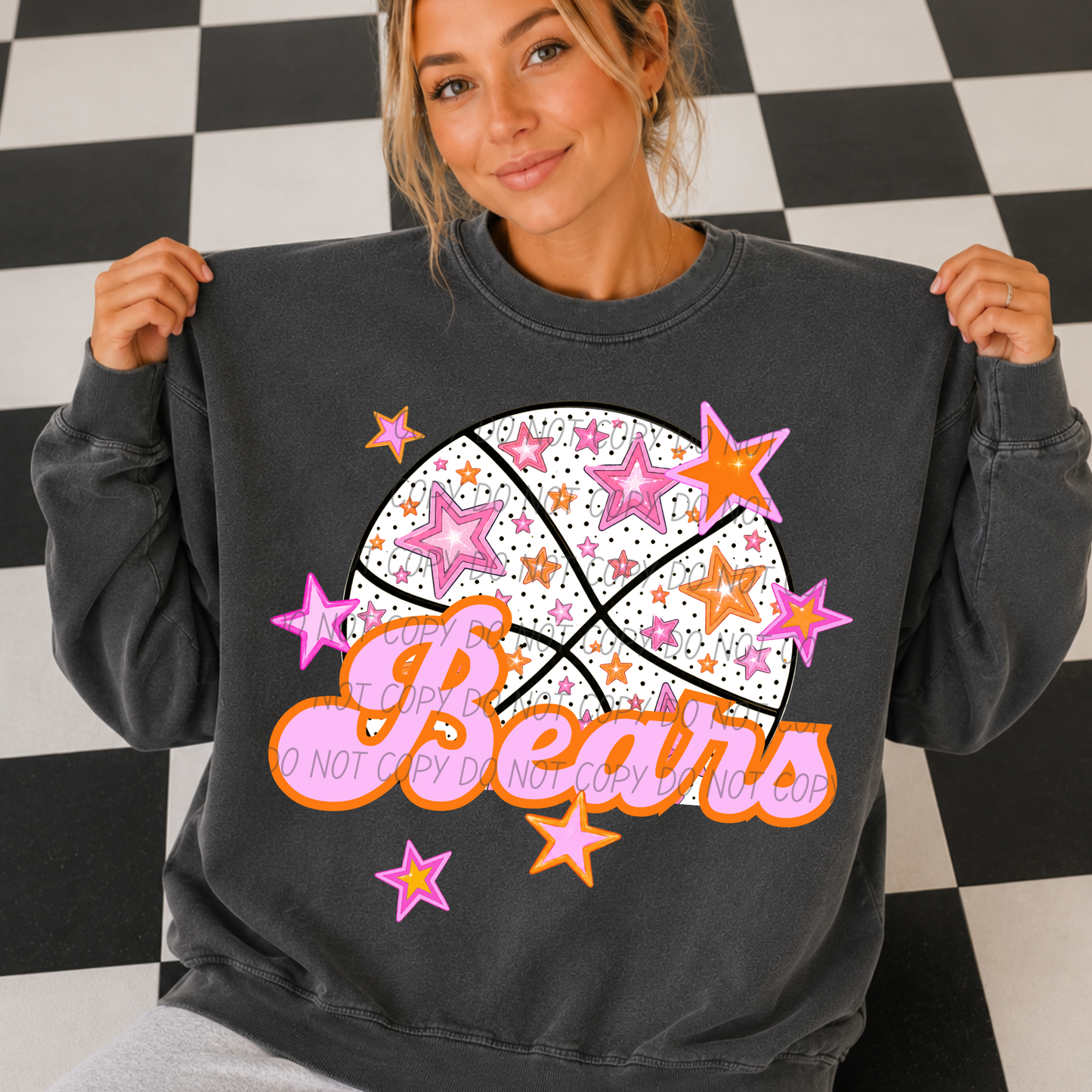 Basketball Pink Orange Stars Mascot (Dropdown)- DTF&UV