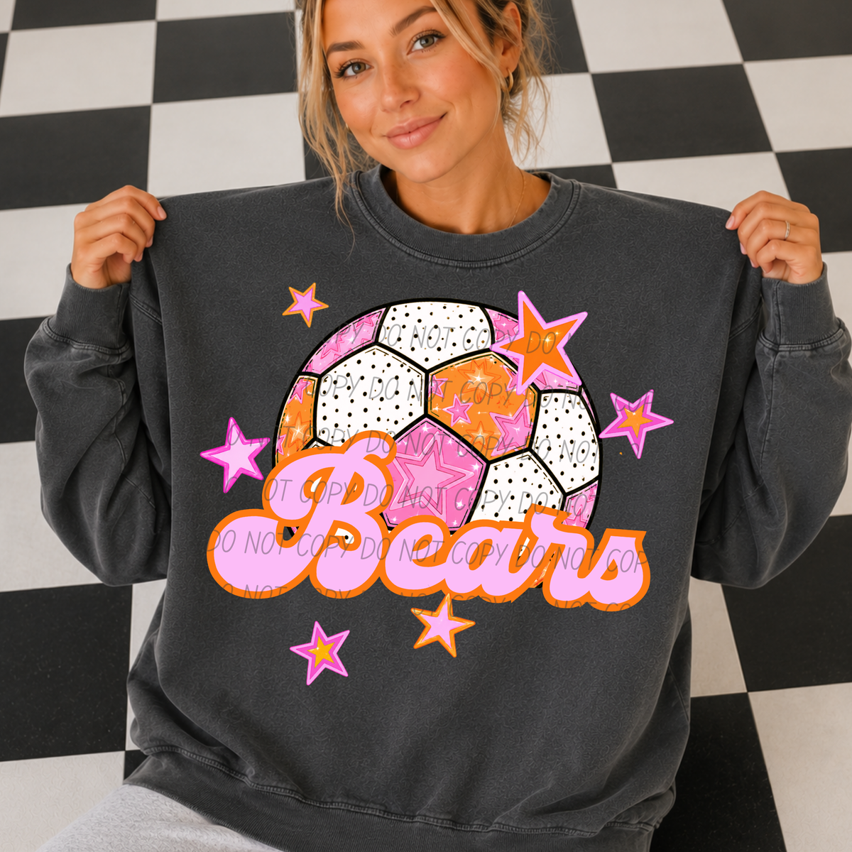 Soccer Pink Orange Stars Mascot (Dropdown)- DTF&UV