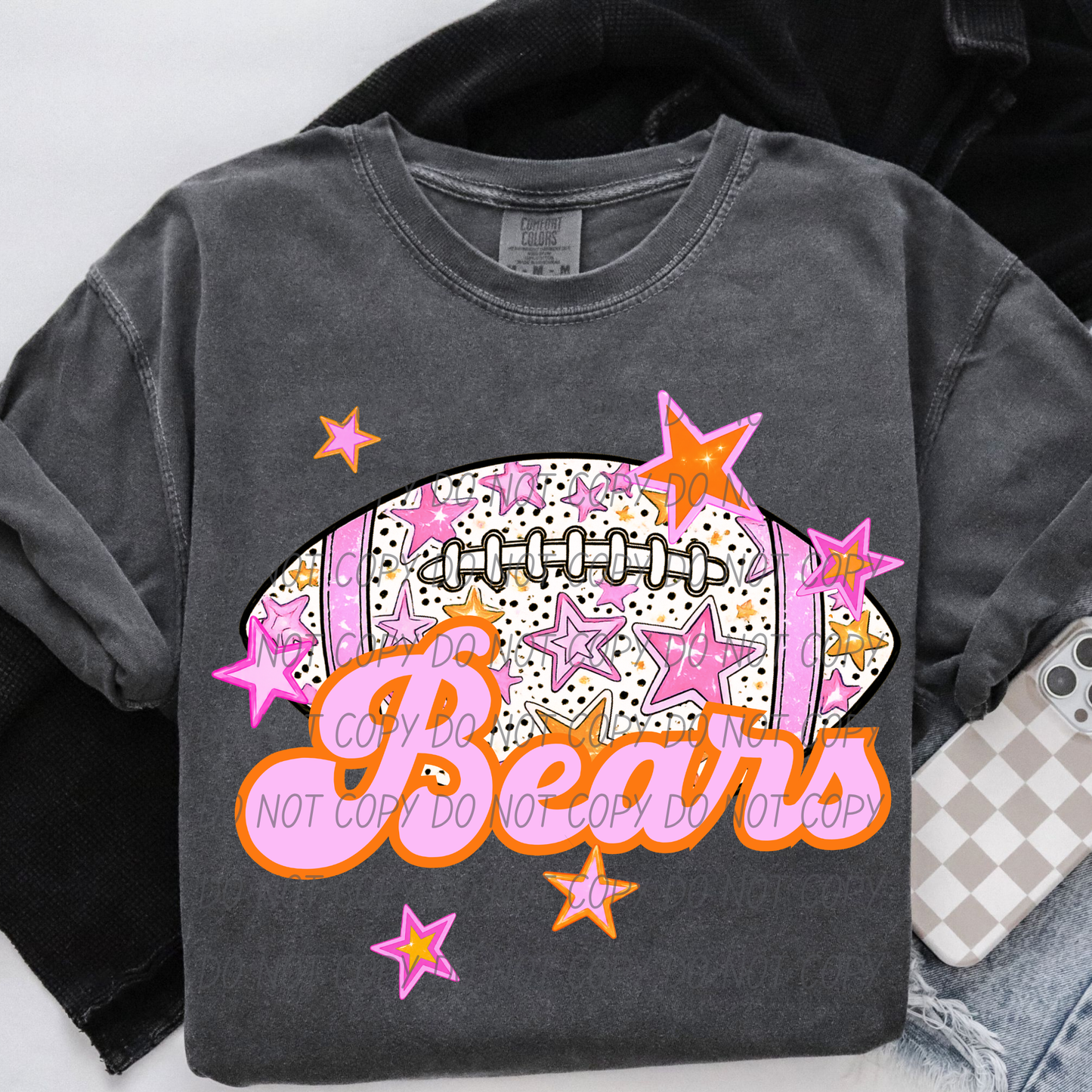 Football Pink Orange Stars Mascot (Dropdown)- DTF&UV