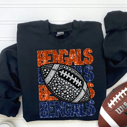 Football Stacked Mascots faux sequin (ALL MASCOTS LISTED IN THIS LISTING-DROPDOWN)-DTF