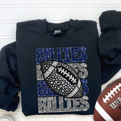 Football Stacked Mascots faux sequin (ALL MASCOTS LISTED IN THIS LISTING-DROPDOWN)-DTF