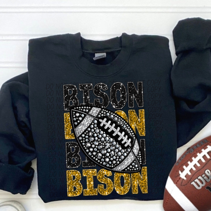 Football Stacked Mascots faux sequin (ALL MASCOTS LISTED IN THIS LISTING-DROPDOWN)-DTF