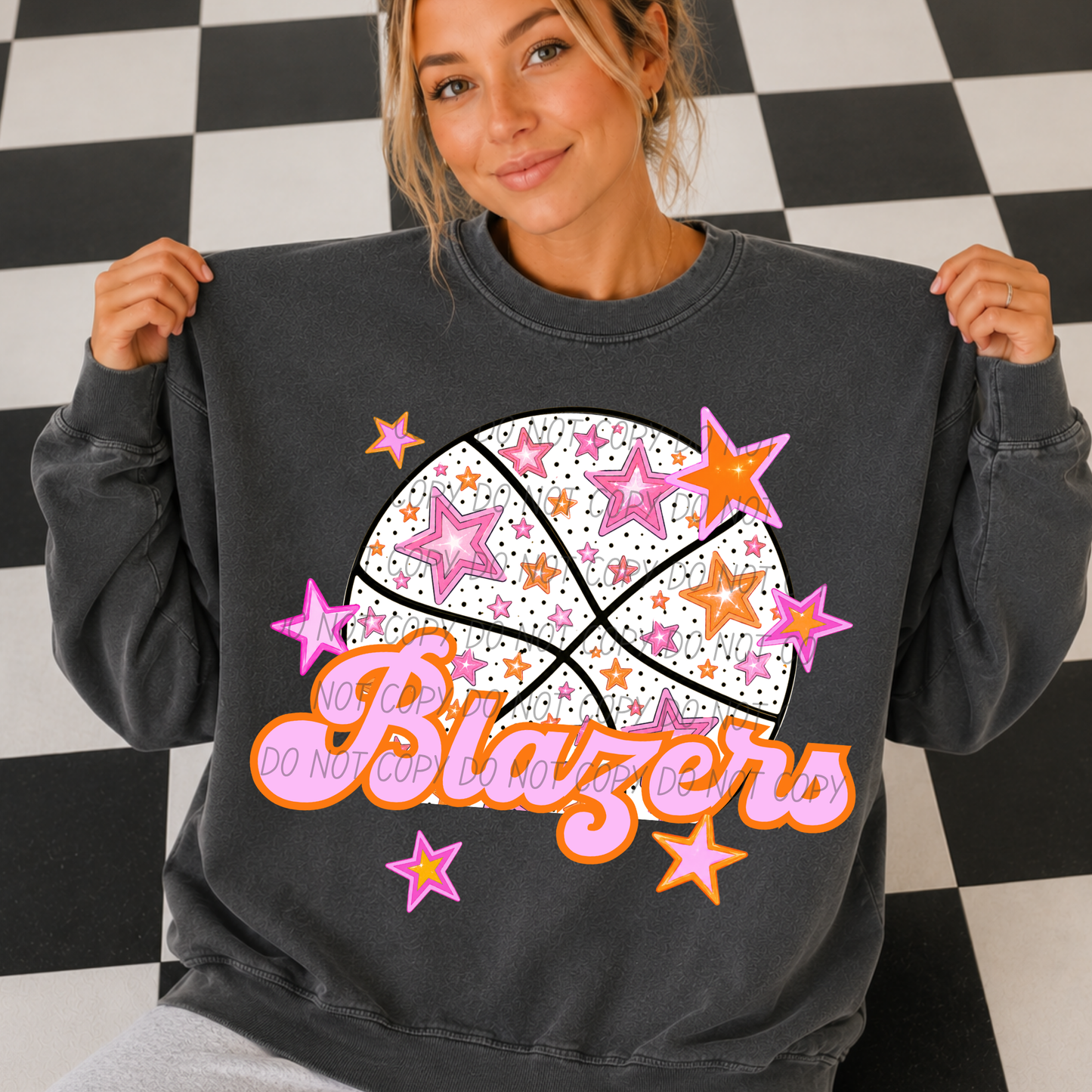 Basketball Pink Orange Stars Mascot (Dropdown)- DTF&UV