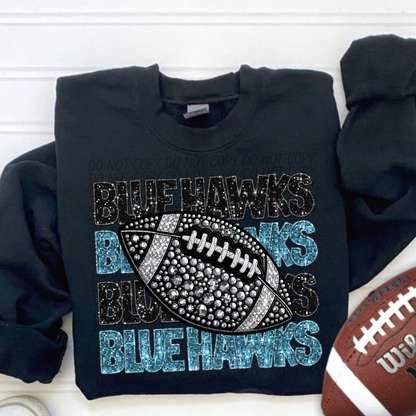 Football Stacked Mascots faux sequin (ALL MASCOTS LISTED IN THIS LISTING-DROPDOWN)-DTF