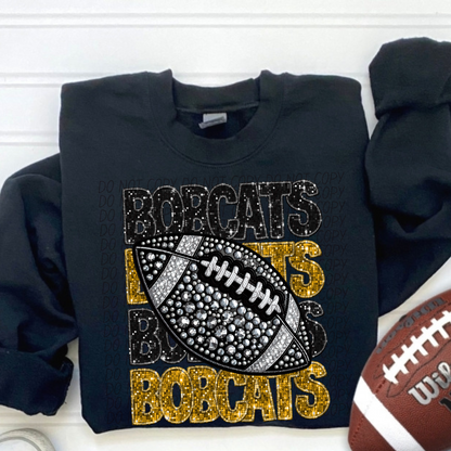 Football Stacked Mascots faux sequin (ALL MASCOTS LISTED IN THIS LISTING-DROPDOWN)-DTF