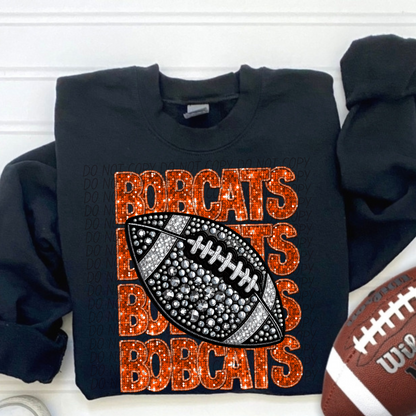 Football Stacked Mascots faux sequin (ALL MASCOTS LISTED IN THIS LISTING-DROPDOWN)-DTF