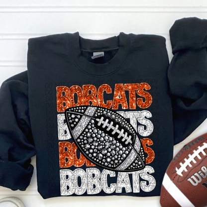 Football Stacked Mascots faux sequin (ALL MASCOTS LISTED IN THIS LISTING-DROPDOWN)-DTF