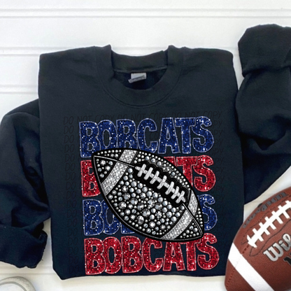 Football Stacked Mascots faux sequin (ALL MASCOTS LISTED IN THIS LISTING-DROPDOWN)-DTF