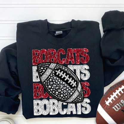Football Stacked Mascots faux sequin (ALL MASCOTS LISTED IN THIS LISTING-DROPDOWN)-DTF