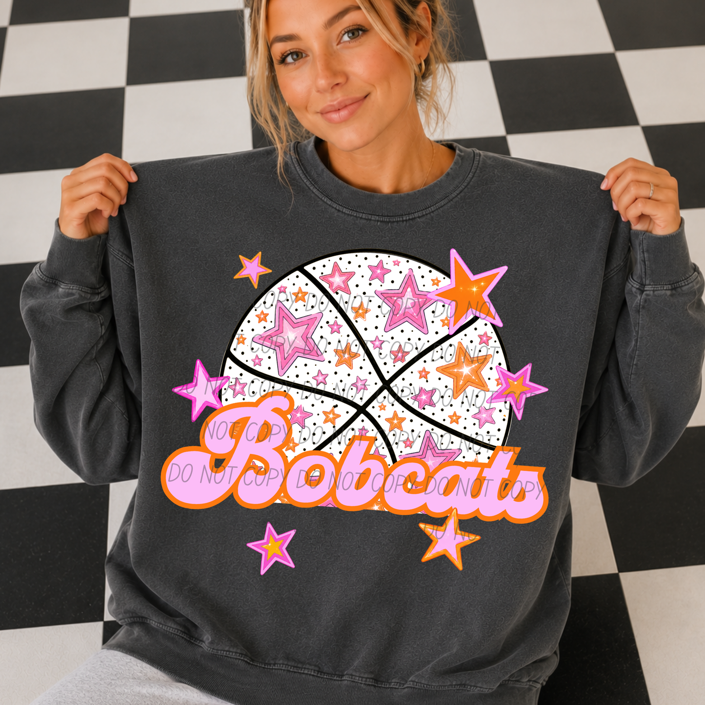 Basketball Pink Orange Stars Mascot (Dropdown)- DTF&UV