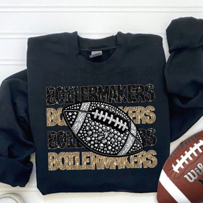 Football Stacked Mascots faux sequin (ALL MASCOTS LISTED IN THIS LISTING-DROPDOWN)-DTF