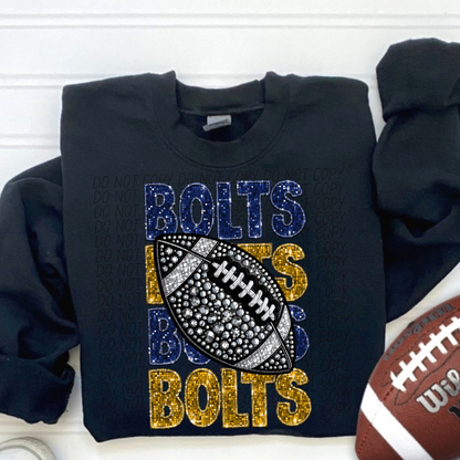 Football Stacked Mascots faux sequin (ALL MASCOTS LISTED IN THIS LISTING-DROPDOWN)-DTF
