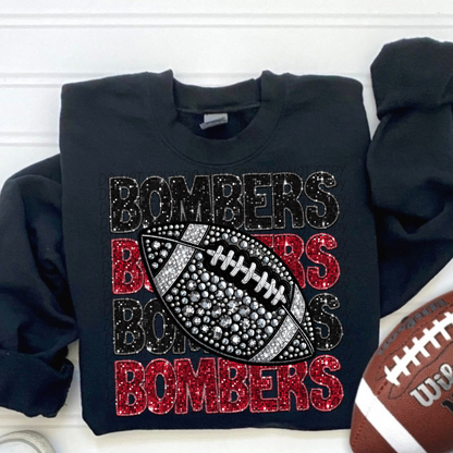 Football Stacked Mascots faux sequin (ALL MASCOTS LISTED IN THIS LISTING-DROPDOWN)-DTF