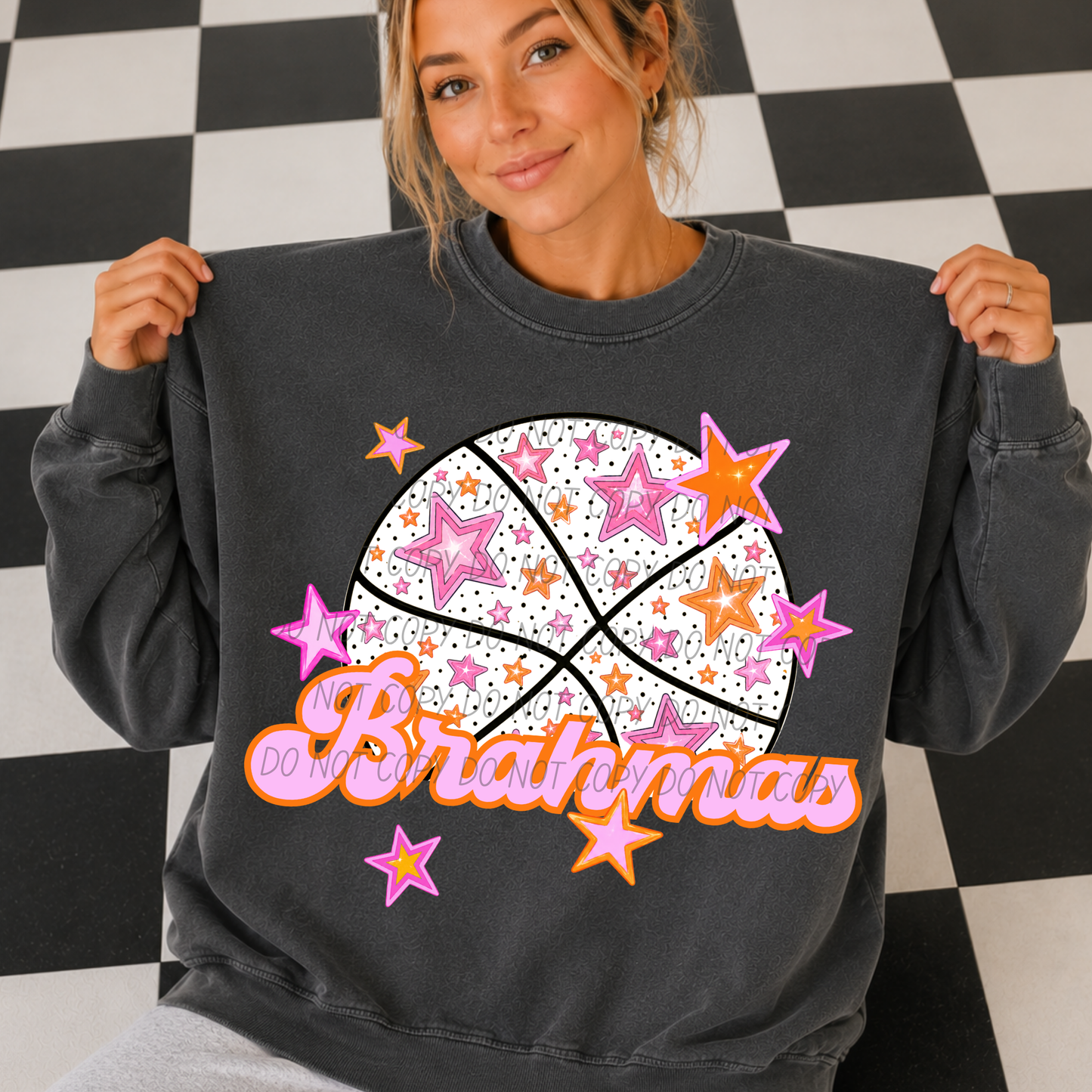 Basketball Pink Orange Stars Mascot (Dropdown)- DTF&UV