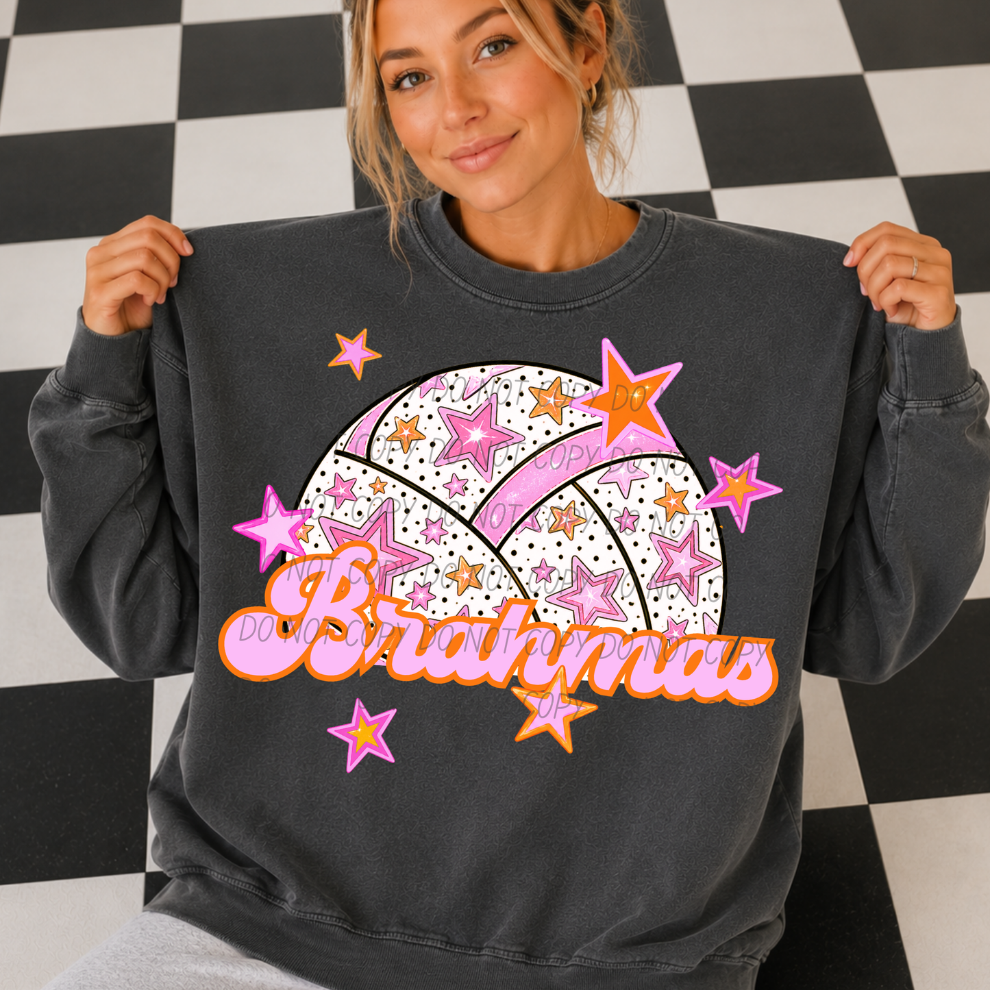 Volleyball Pink Orange Stars Mascot (Dropdown)- DTF&UV