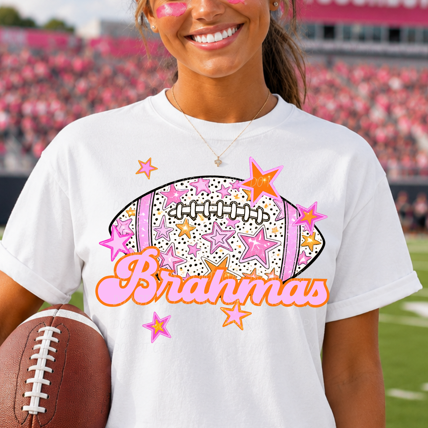 Football Pink Orange Stars Mascot (Dropdown)- DTF&UV