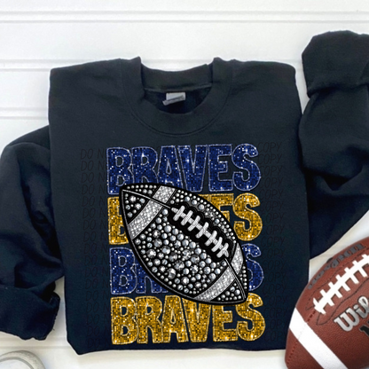 Football Stacked Mascots faux sequin (ALL MASCOTS LISTED IN THIS LISTING-DROPDOWN)-DTF