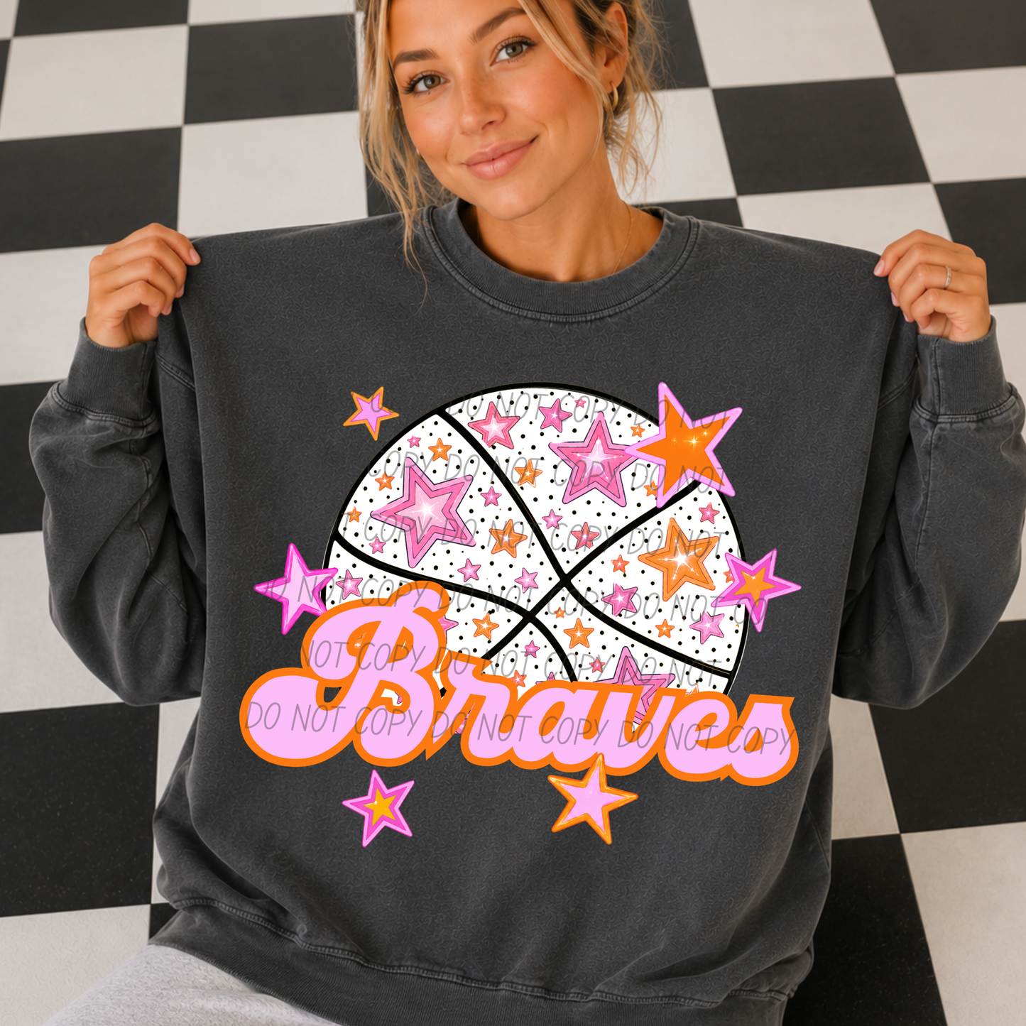 Basketball Pink Orange Stars Mascot (Dropdown)- DTF&UV