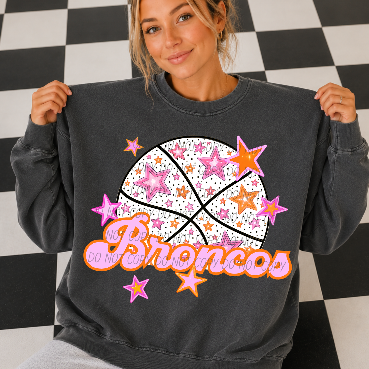 Basketball Pink Orange Stars Mascot (Dropdown)- DTF&UV