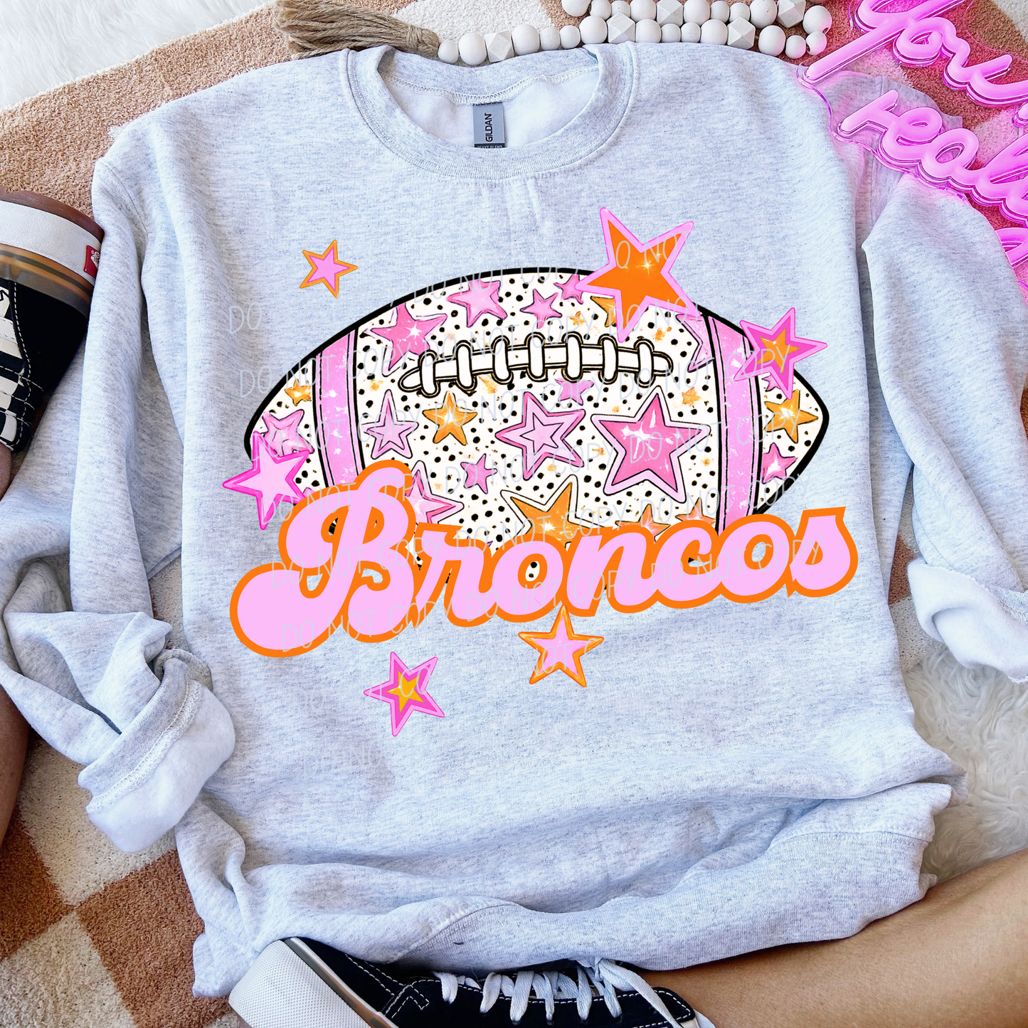 Football Pink Orange Stars Mascot (Dropdown)- DTF&UV