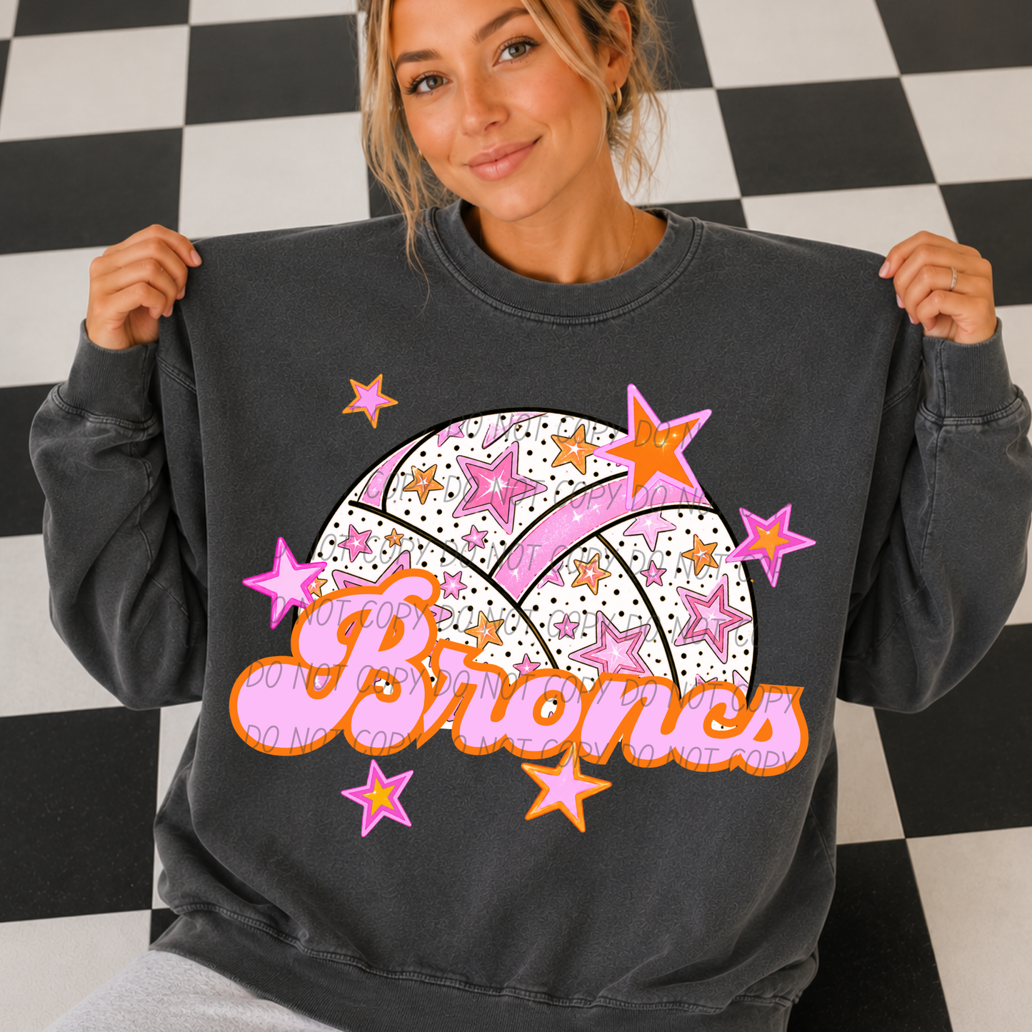 Volleyball Pink Orange Stars Mascot (Dropdown)- DTF&UV