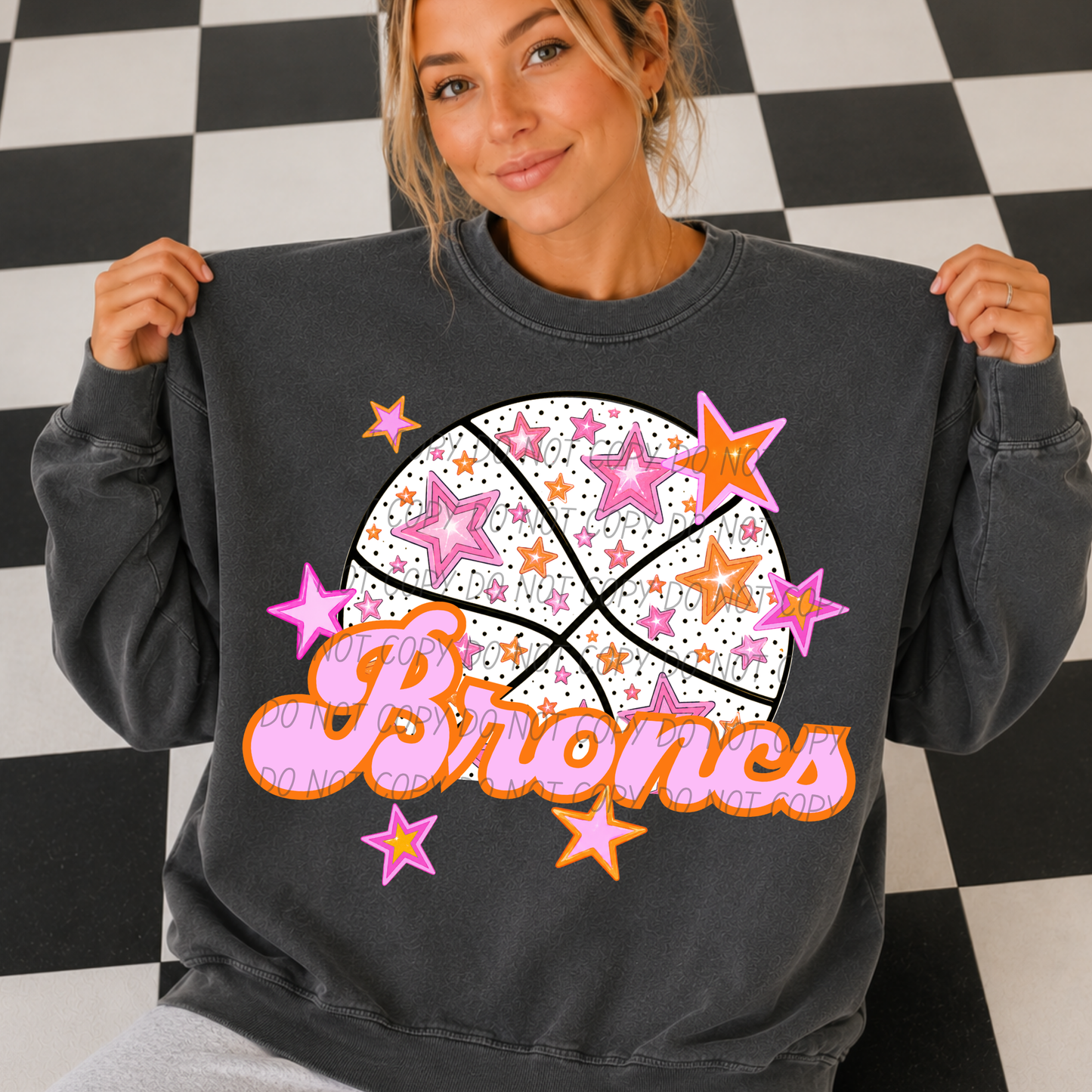 Basketball Pink Orange Stars Mascot (Dropdown)- DTF&UV
