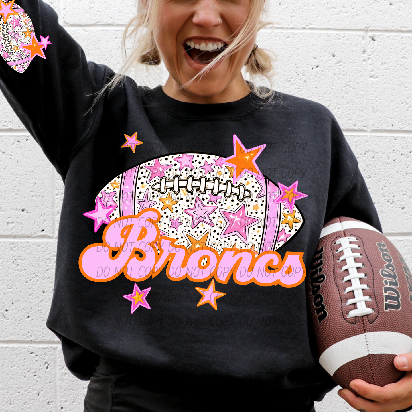 Football Pink Orange Stars Mascot (Dropdown)- DTF&UV