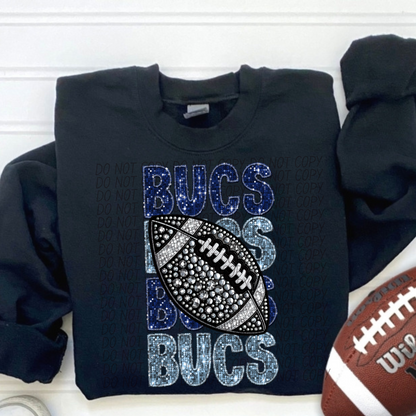 Football Stacked Mascots faux sequin (ALL MASCOTS LISTED IN THIS LISTING-DROPDOWN)-DTF