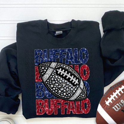 Football Stacked Mascots faux sequin (ALL MASCOTS LISTED IN THIS LISTING-DROPDOWN)-DTF