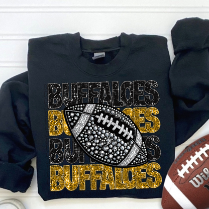 Football Stacked Mascots faux sequin (ALL MASCOTS LISTED IN THIS LISTING-DROPDOWN)-DTF