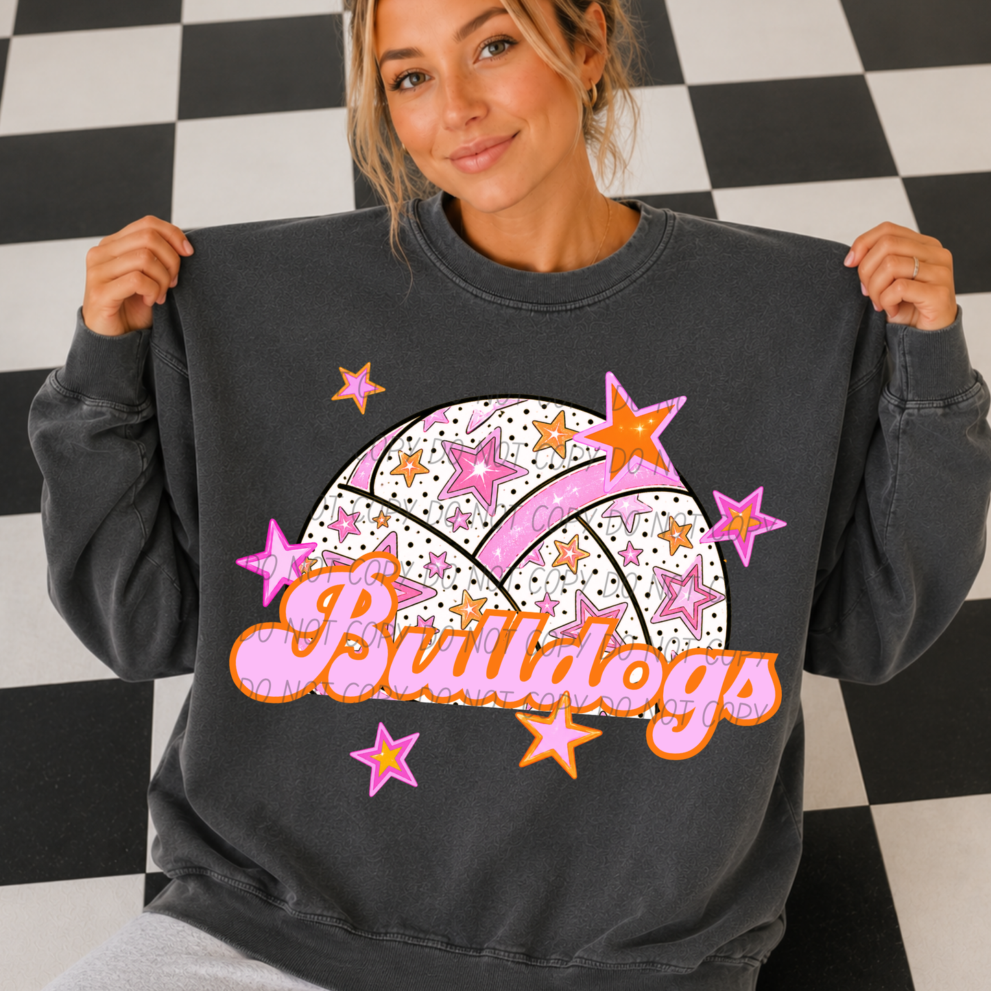 Volleyball Pink Orange Stars Mascot (Dropdown)- DTF&UV