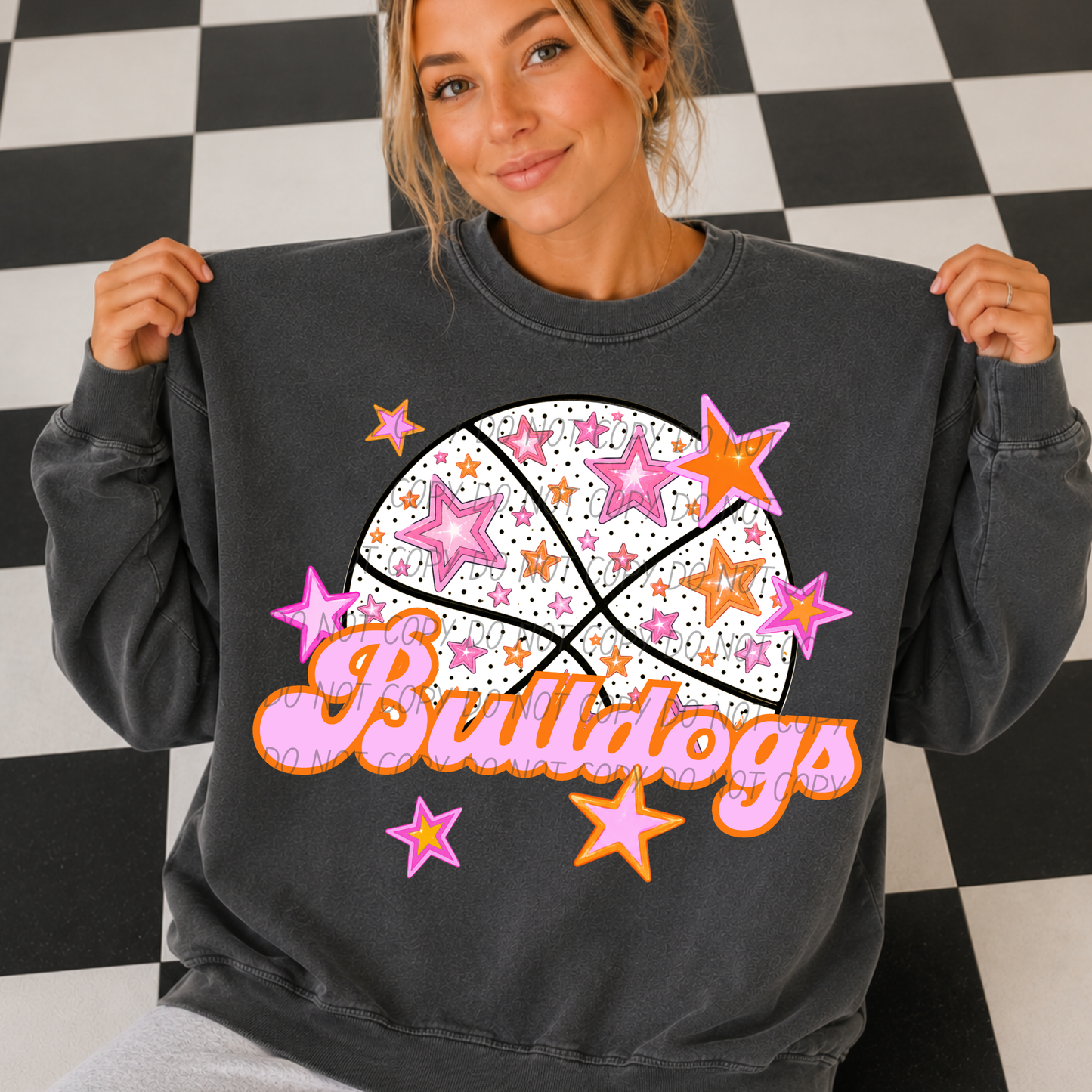 Basketball Pink Orange Stars Mascot (Dropdown)- DTF&UV