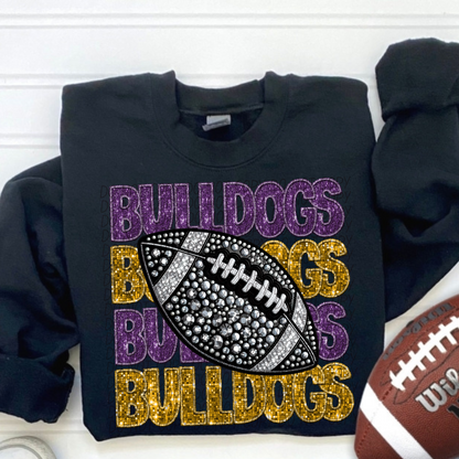 Football Stacked Mascots faux sequin (ALL MASCOTS LISTED IN THIS LISTING-DROPDOWN)-DTF