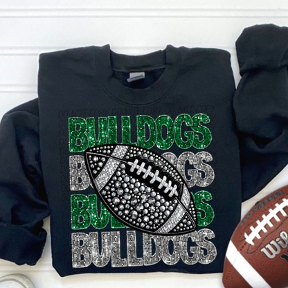 Football Stacked Mascots faux sequin (ALL MASCOTS LISTED IN THIS LISTING-DROPDOWN)-DTF