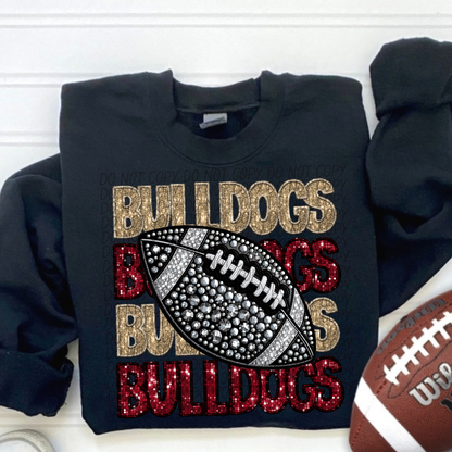Football Stacked Mascots faux sequin (ALL MASCOTS LISTED IN THIS LISTING-DROPDOWN)-DTF