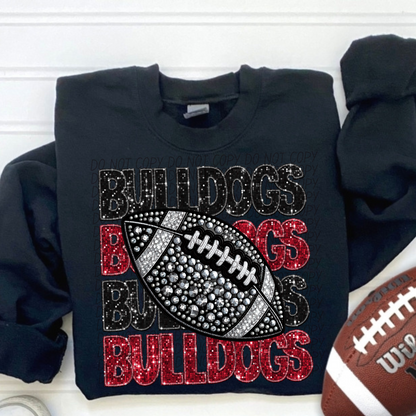 Football Stacked Mascots faux sequin (ALL MASCOTS LISTED IN THIS LISTING-DROPDOWN)-DTF