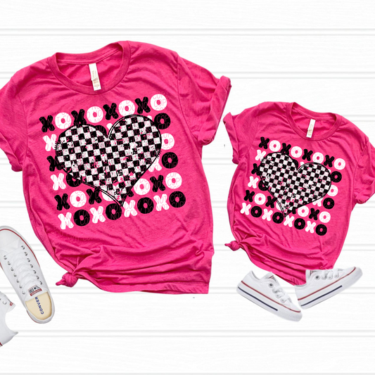 BW XO STACKED CHECKER HEART-dtf