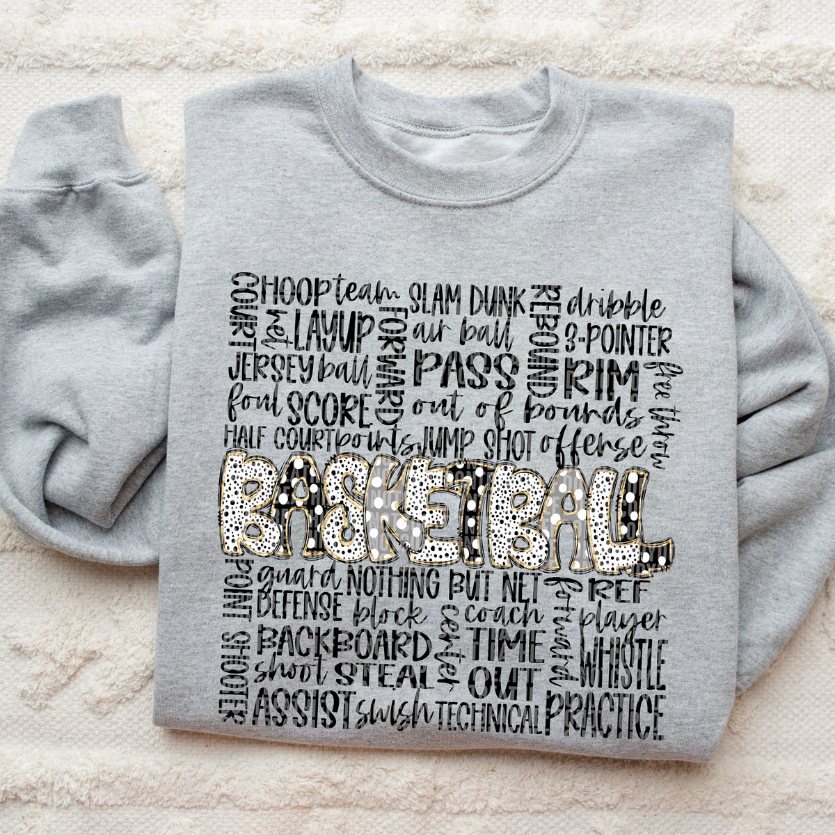 Basketball Doodle WordArt (ALL COLORS LISTED IN DROPDOWN)-DTF